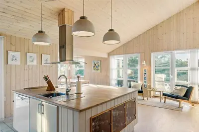 a kitchen with a sink and a counter top at BL1233-Saltum-Krogsletten-14 in Saltum