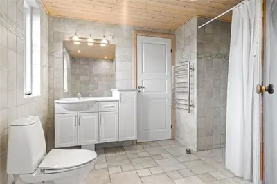 a bathroom with a toilet and a sink and a shower at BL1233-Saltum-Krogsletten-14 in Saltum