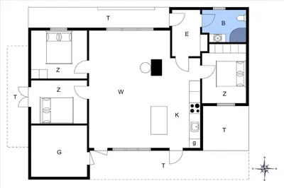 a floor plan of a house at BL1136-Blokhus-Graevlingevej-6 in Blokhus