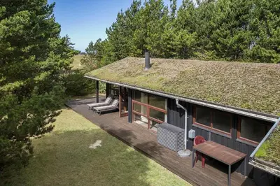 an overhead view of a house with a roof at BL455-Pandrup-Rodhus-Skolevej-52 in Pandrup