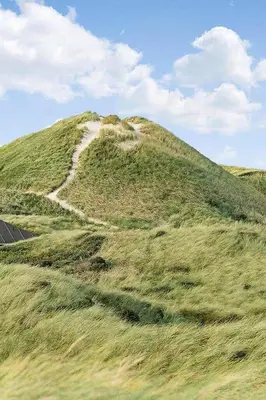 a grassy hill with a road on top of it at BL1661-Saltum-Klitrosevej-11 in Saltum