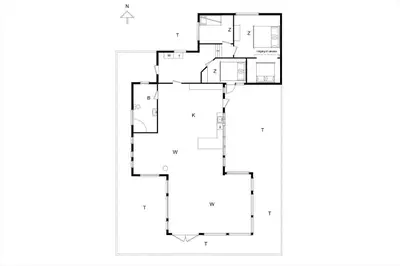 a drawing of a floor plan of a house at BL123-Blokhus-Nonnestien-8 in Blokhus