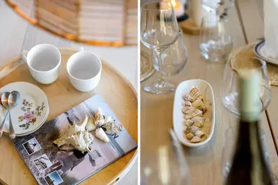 two pictures of a table with a plate of food at BL1458-Blokhus-Lyngmarken-6 in Blokhus
