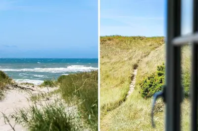 two views of the beach from a window at 153-Harboore-Vejlby-Klit-77 in Harboør
