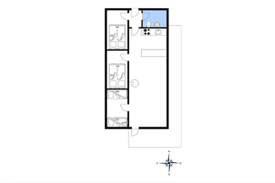 a floor plan of a house with a cross at 154-Harboore-Vejlby-Klit-103 in Harboør