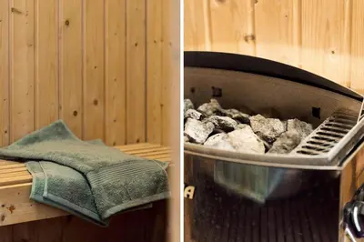two pictures of a grill with rocks in it at 294-Harboore-Neerlandiavej-102 in Harboør