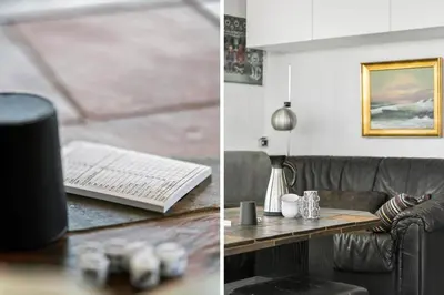 a living room with a couch and a table with a laptop at G249-Lemvig-Bellisvej-49 in Lemvig