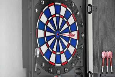 a dart board with a blue and red darts at 272-Harboore-Neerlandiavej-196 in Harboør