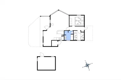 a drawing of a house with a floor plan at 104-Harboore-Neerlandiavej-29 in Harboør