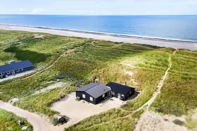 an aerial view of a house on the beach at 367-Harboore-Crownvej-20 in Harboør