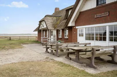 a group of wooden benches outside of a building at 181-Harboore-Vejlby-Klit-78 in Harboør