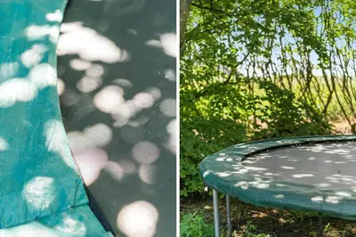 two pictures of a trampoline in a park at G302-Lemvig-Skovstjernevej-2 in Lemvig
