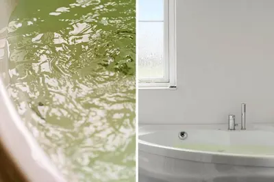 two pictures of a sink and a window in a bathroom at 323-Harboore-Skalvej-4-a in Harboør