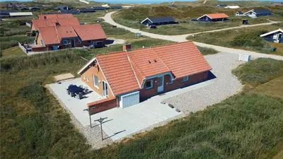 an overhead view of a house with orange roofs at 199-Harboore-Doblervej-9 in Harboør
