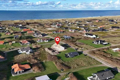 an aerial view of a suburb with a stop sign at 391-Harboore-Slettevej-33 in Harboør