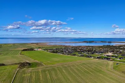 an aerial view of a town next to a body of water at G422-Lemvig-Pragtstjernevej-22 in Lemvig