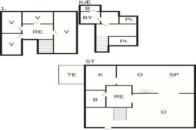 two diagrams of a house at 8 person holiday home in Thyborøn-By Traum in Thyborøn
