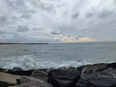 a view of the ocean from a rocky beach at 7 person holiday home in Vestervig-By Traum in Vestervig