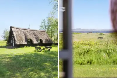 two pictures of an old barn in a field at LF14258-Fur-Marehalmvej-8 in Fur