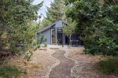 a house in the woods with a path leading to it at LF581-Hurup-Thy-Haettemagevej-1 in Sindrup