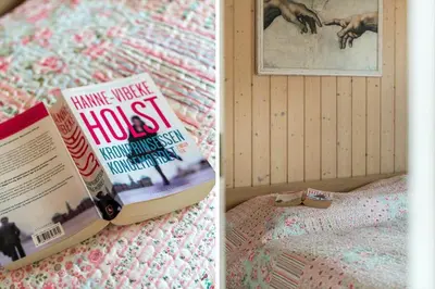 a book sitting on top of a bed at LF12183-Vinderup-Avej-28 in Vinderup