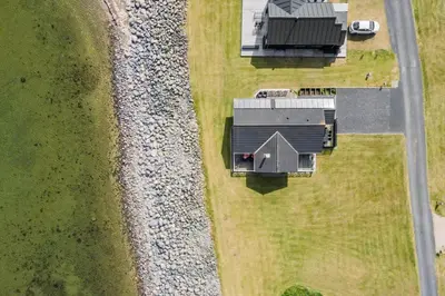 an aerial view of a house with a yard at LF12183-Vinderup-Avej-28 in Vinderup