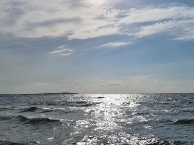 a view of the ocean from a boat in the water at 10 person holiday home in Ranum in Ranum