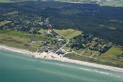 an aerial view of a beach and the ocean at JB1031-Fjerritslev-Thorup-Strandvej-266 in Fjerritslev