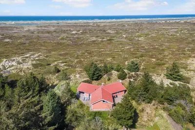 an aerial view of a house with a red roof at JB290-Fjerritslev-Mollebosletten-41 in Fjerritslev