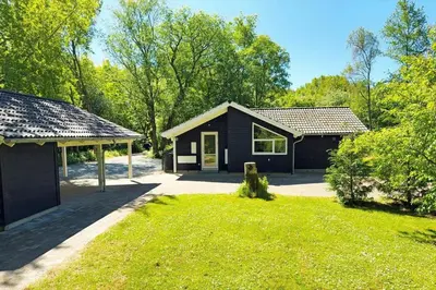 a black house with a grassy yard in front of it at JB901-Aabybro-Graanden-40 in Åbybro