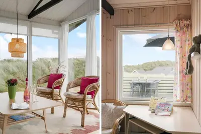 a room with a table and chairs and a window at JB306-Brovst-Redningsvejen-18 in Brovst