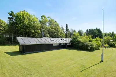 a building in a grassy field with a pole at JB236-Fjerritslev-Ahornvej-22 in Fjerritslev