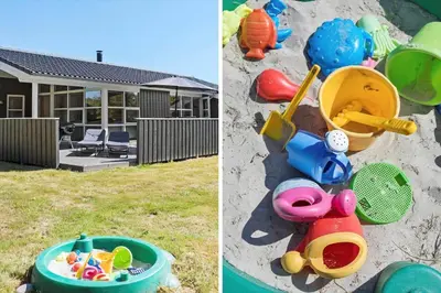 two pictures of a toy play set in a sandbox at JB792-Fjerritslev-Egevej-34 in Fjerritslev