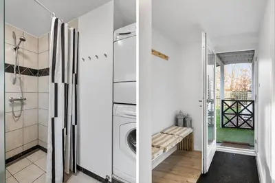 a laundry room with a washer and dryer at JB215-Brovst-Kronvildtvej-194 in Brovst
