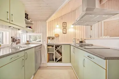 a kitchen with a sink and a counter top at JB185-Fjerritslev-Poppelvej-26 in Fjerritslev