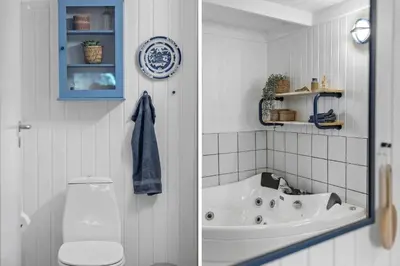 two pictures of a bathroom with a tub and a toilet at JB291-Fjerritslev-Stenhusvej-30 in Fjerritslev
