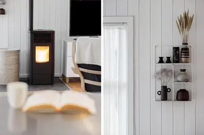 a living room with a table with a book and a television at JB231-Fjerritslev-Poppelvej-2 in Fjerritslev