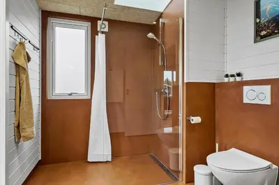 a bathroom with a shower and a toilet at JB350-Fjerritslev-Egevej-9 in Fjerritslev