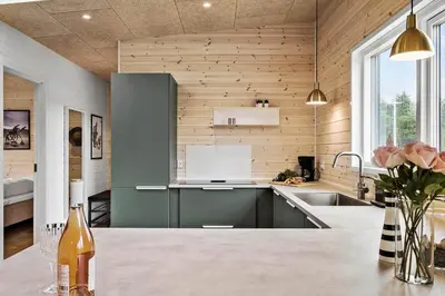 a kitchen with a sink and a counter top at JB350-Fjerritslev-Egevej-9 in Fjerritslev