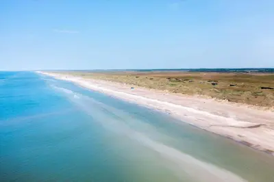 an aerial view of a beach with sand and water at JB358-Brovst-Strandvejen-150-Lejl-126 in Brovst