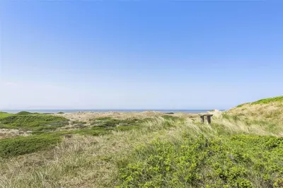 a field of grass with the ocean in the background at 850-Thisted-Sandvej-19 in Thisted