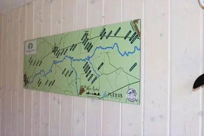 a map is hanging on a wall at 80153-Vemb-Knudehus-49 in Vemb