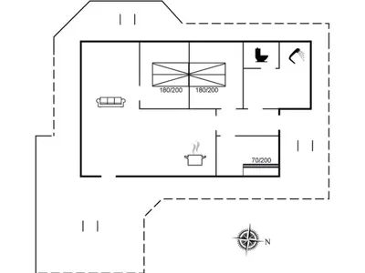 a floor plan of a small house at Holiday Home Anja - 550m to the fjord by Interhome in Vemb