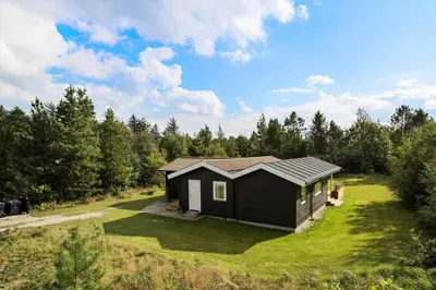 a small black cabin in the middle of a field at BL1123-Saltum-Jydske-Rev-5 in Saltum