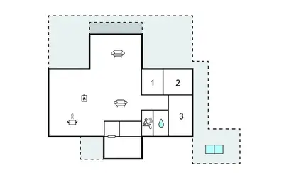 a floor plan of a house at Cozy Home In Struer With Sauna in Struer