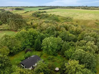 an aerial view of a house in the trees at Holiday Home Velika - 300m to the fjord by Interhome in Roslev