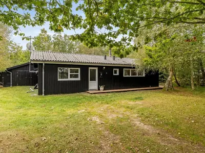a black house with a yard in front of it at Holiday Home Ingamaj - 4km from the sea by Interhome in Brovst