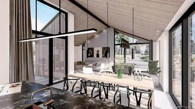 a kitchen and dining room with a table and chairs at BL1127-Saltum-Bondagervej-23 in Saltum