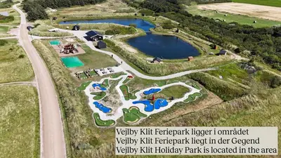 an aerial view of the water park at the resort at 820-Harboore-Bjergehusvej-19 in Harboør