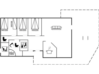 a floor plan of a small house at Holiday Home Melita - 2km from the sea by Interhome in Blokhus